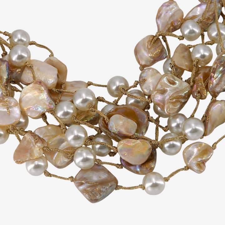 Bijoux Envie Statement Jewelry - Wholesale Beaded/pearl necklace - Chunky Shell & Pearl Necklace | Handmade Statement Jewelry3