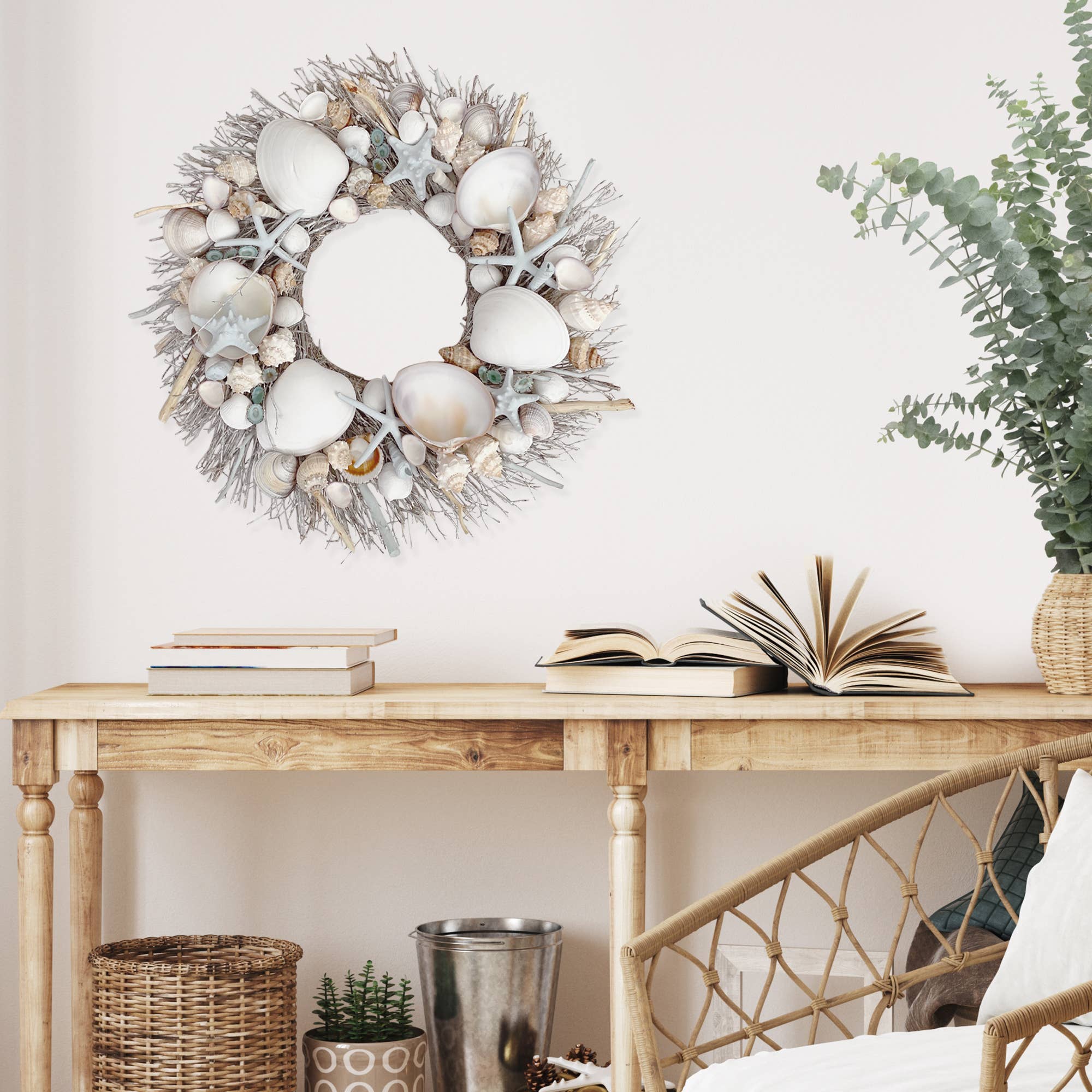 Andaluca - Wholesale Wreath - White & Light Blue Seashell Wreath6