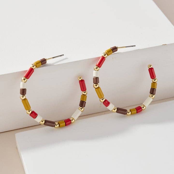 StarryNYC - Wholesale Hoop Earrings - Metal Barrel Bead Colorful Enamel Coating C Hoop Earrings5