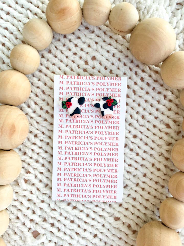 Christmas Cows for wholesale by M. Patricia’s Polymer