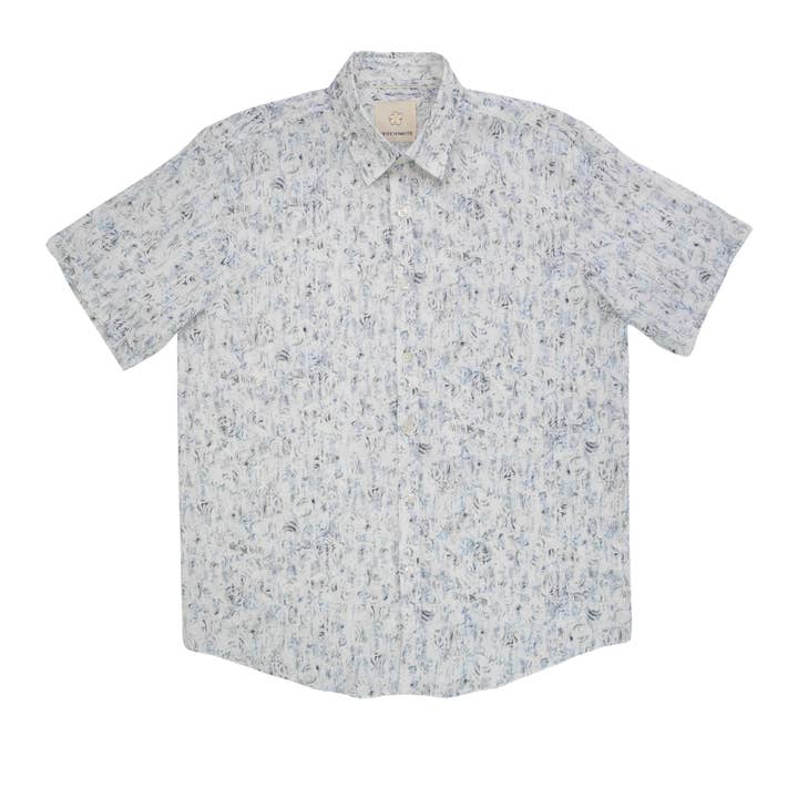 Stitch Note - Wholesale Button Down Shirt - Men's - Abstract Swirl Linen Print Shirt