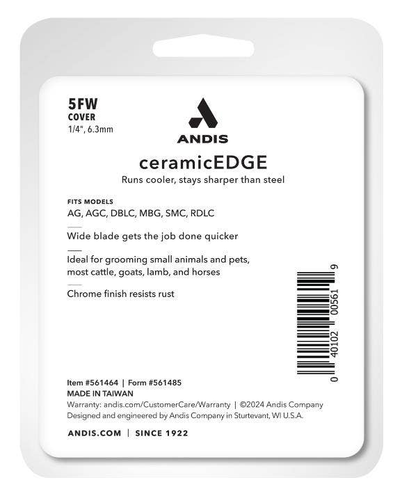 Pet Palette Distribution - Wholesale Pet Grooming Tool - Dog - Andis 5FW CoverCeramicEdge Blade, 1/4" - 6.3mm2