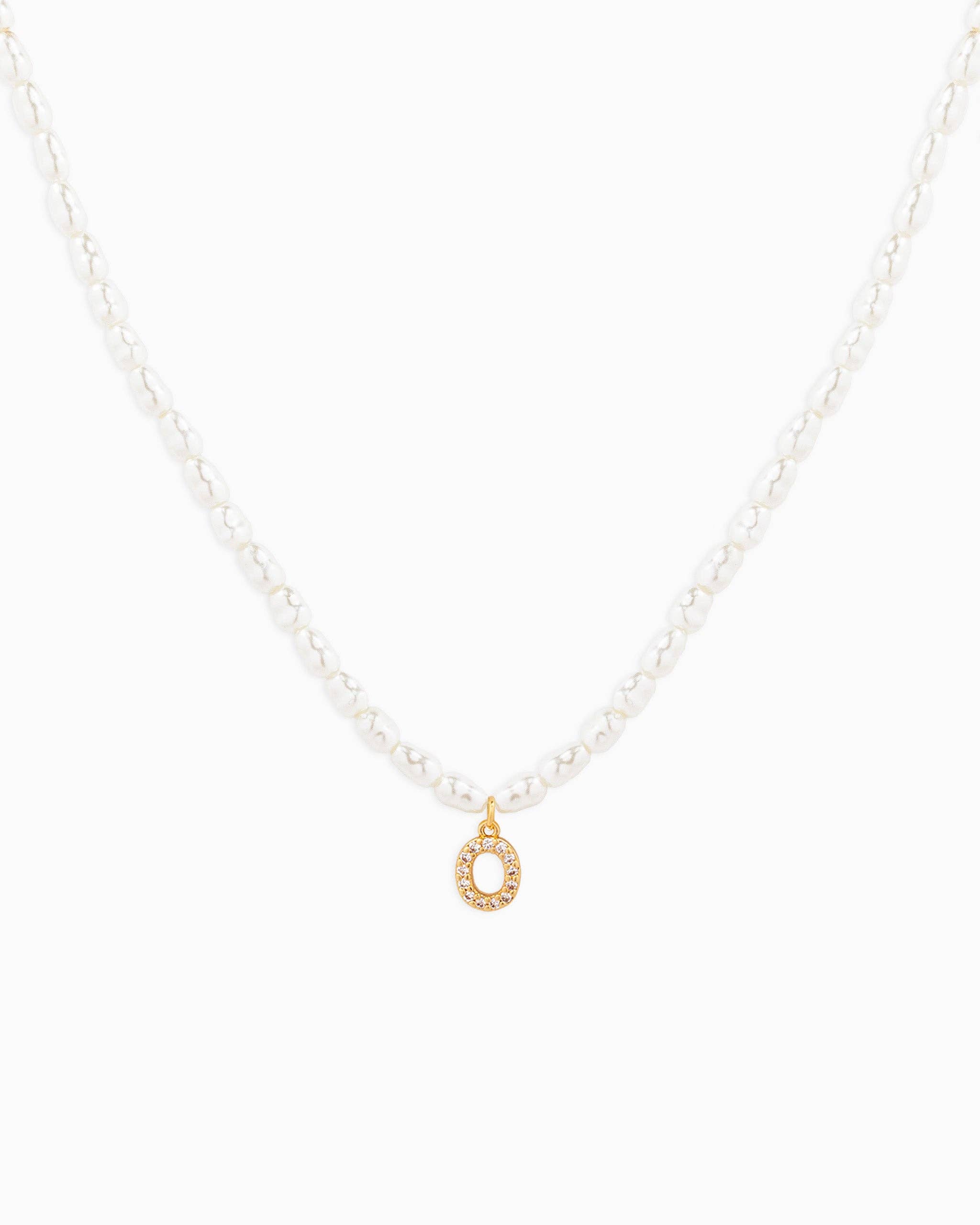 Sessori - Wholesale Pendant/Charm Necklace - CZ Pave Letter Pendant Acrylic Pearl Necklace15