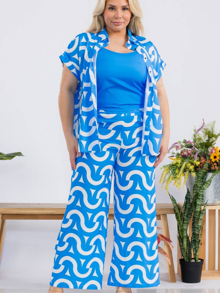 Plus Size Dam 3-delad Tryckset för wholesale av Fashion Space