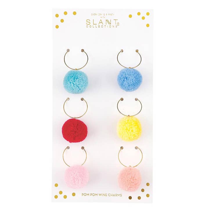 Slant Collections by Creative Brands - Wholesale Wine Charm - Pom Pom Wine Charms - Confetti1