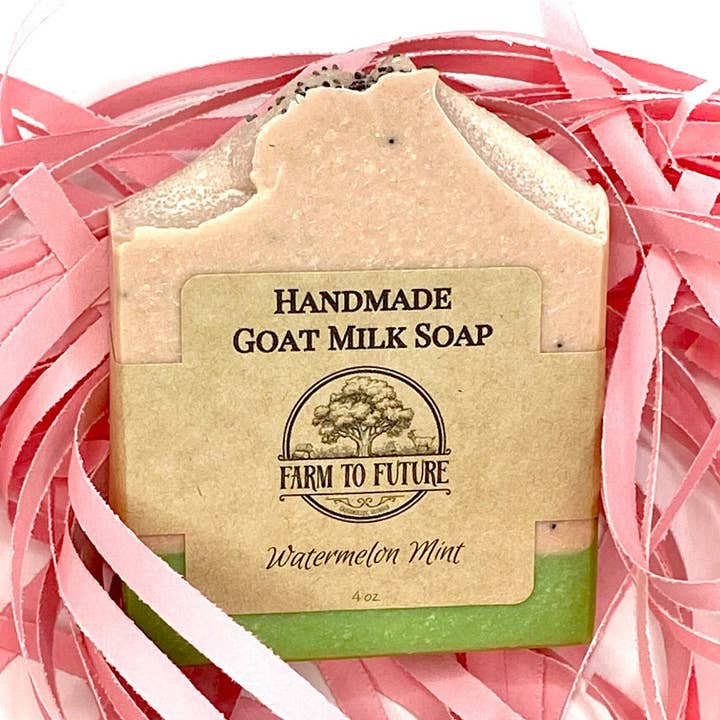 Handgemachte Ziegenmilchseife, 4 Unzen, Wassermelonenminze für den Großhandel von Farm to Future