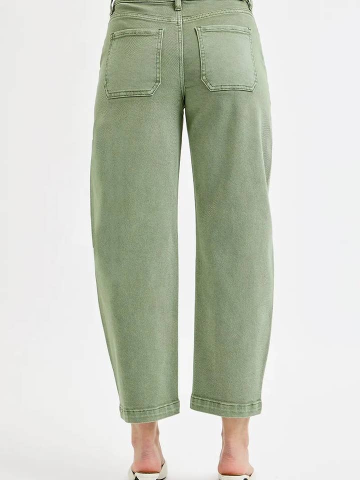 OLIVE RISEN Full Size Tummy Control High Rise Crop Barrel Jeans Plus Size for wholesale on Faire3