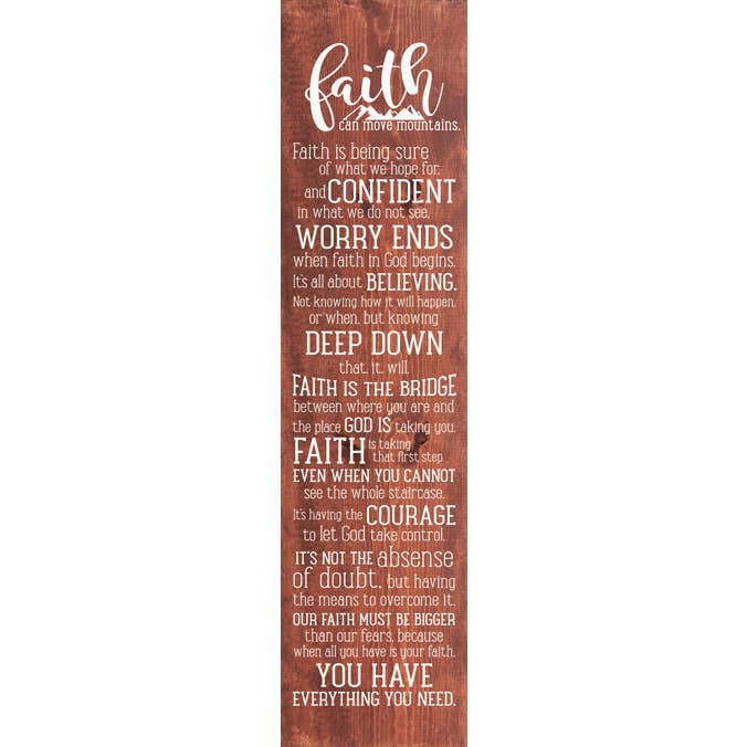 SAWDUST CITY – wholesale Sign – Faith Can Move Mountains Farmhouse Sign 9 x 36" Vertical2