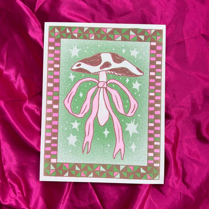 Impresión risográfica Mushroom Bow para venta al por mayor de Alex Luciano