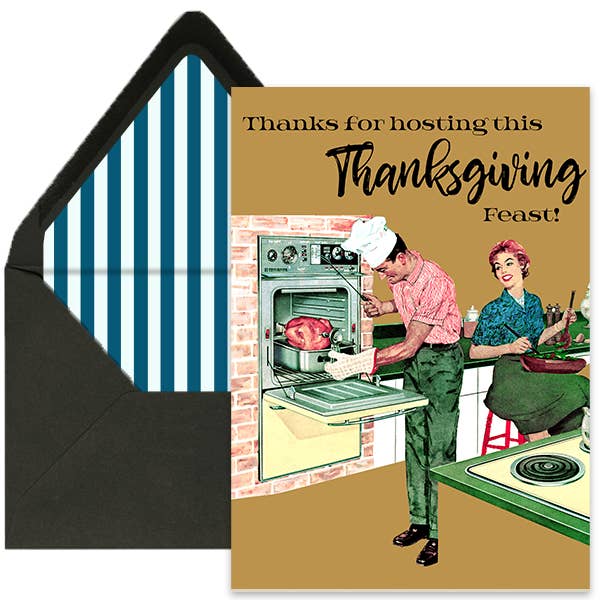 Thanksgiving Fall Host and Hostess Thank You Greeting Card for wholesale by Mod Lounge Paper Company