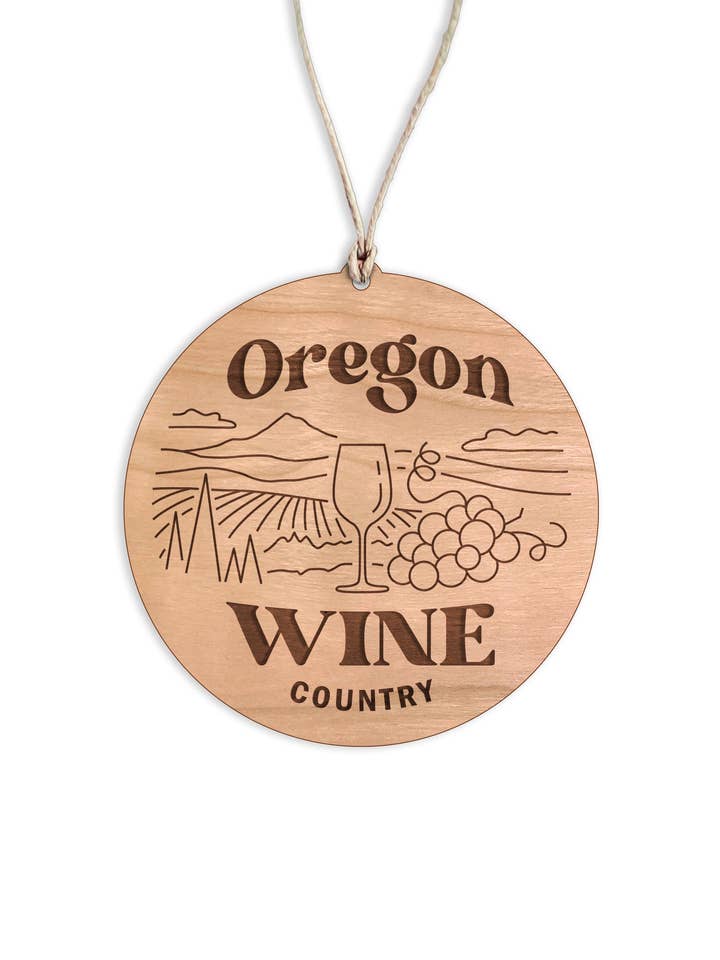 Oregon Wine Country Round Christmas Ornament for wholesale by Forever Northwest