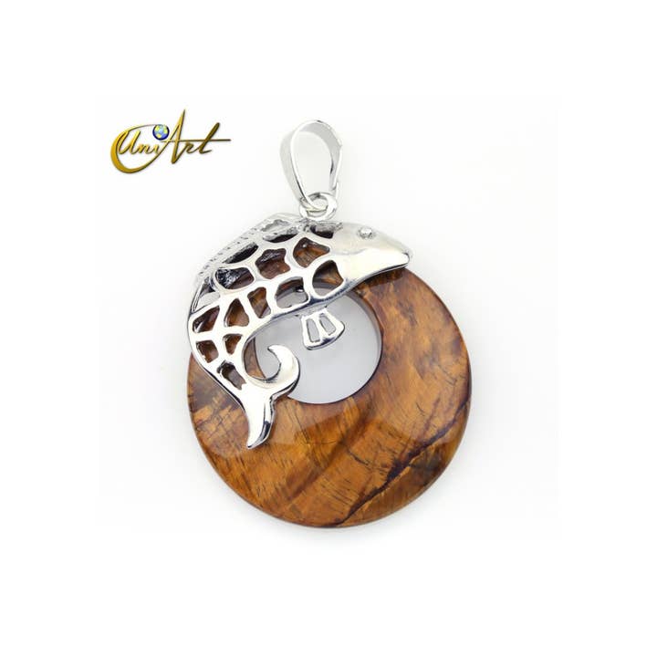 UniArt - Wholesale Individual Charm/Pendant - Fish Pendant With Mineral Donut1