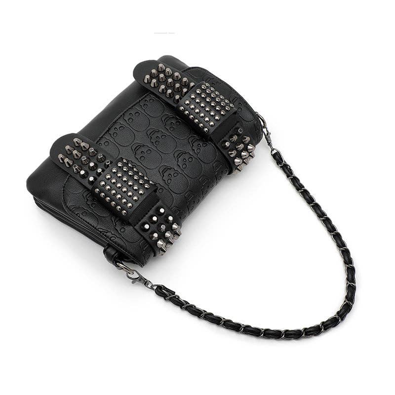 Tourtiwi - Wholesale Shoulder Bag - Women's - Embossed Skull Rivets Shoulder Bag3