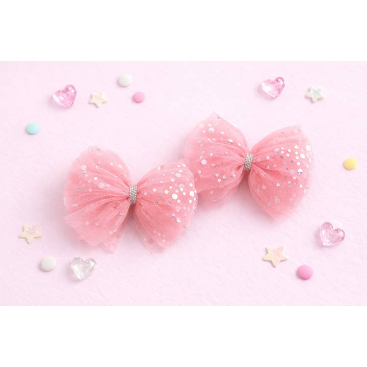 Tulle Hair Bow Set - Pink for wholesale by Cheeky Plum