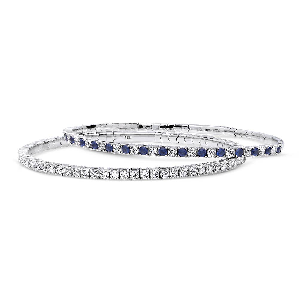 BERRICLE - Wholesale Bangle Bracelet - BERRICLE Sterling Silver Flexible CZ Bangle, 2-Piece Set0