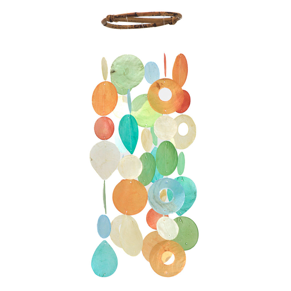 Balizen by zen zen garden home - Wholesale Wind Chime - Capiz Chime Small Round | Tropical Flowers1
