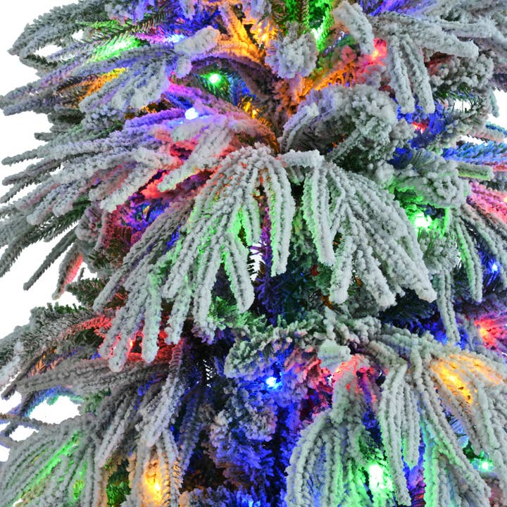 39F Inc. - Wholesale Artificial Christmas Tree - 7.5/6FT Pre-Lit Snow Flocked Christmas Tree (350 LED Lights)12