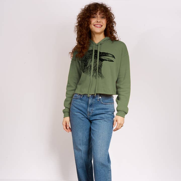 Crow Head Mandy Crop Hoodie for wholesale by Supermaggie @ Faire