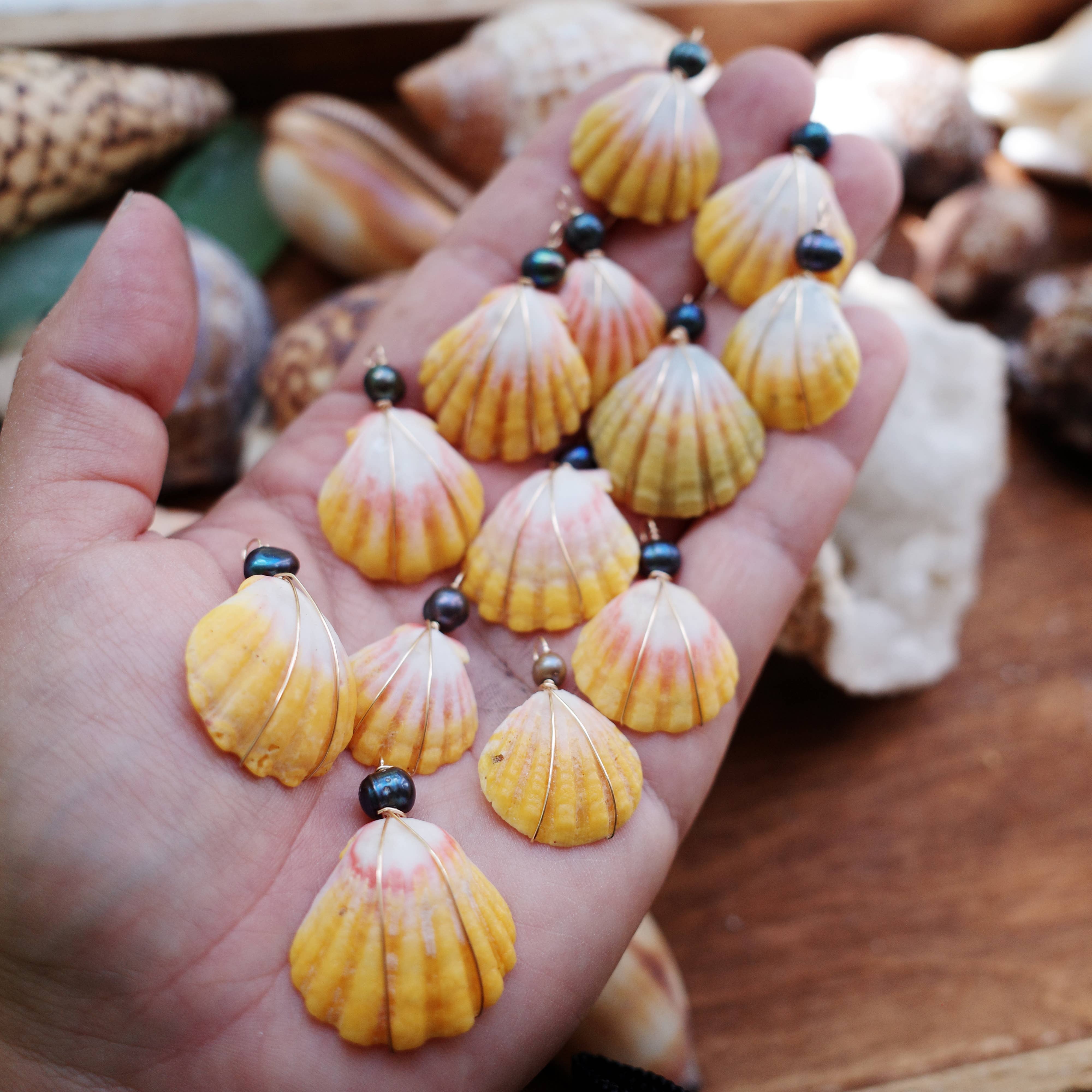 Flotsam & Co. Hawaii - Wholesale Pendant/Charm Necklace - Sunrise Shell Necklace (Wire wrapped) With Pearl5