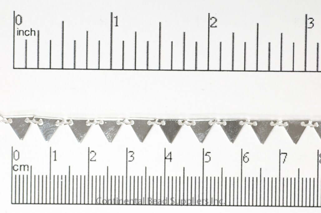 Continental Beads - Wholesale Craft Supplies - 7.25mm Solid Triangle Pennant Drop Specialty Chain Sold by The Foot - CH 9047