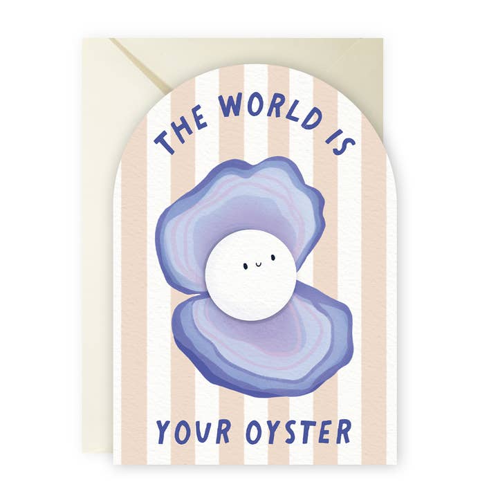 Arch Oyster Good Luck Card - New Job Leaving - Die Cut for wholesale by Painted Parasol Studio