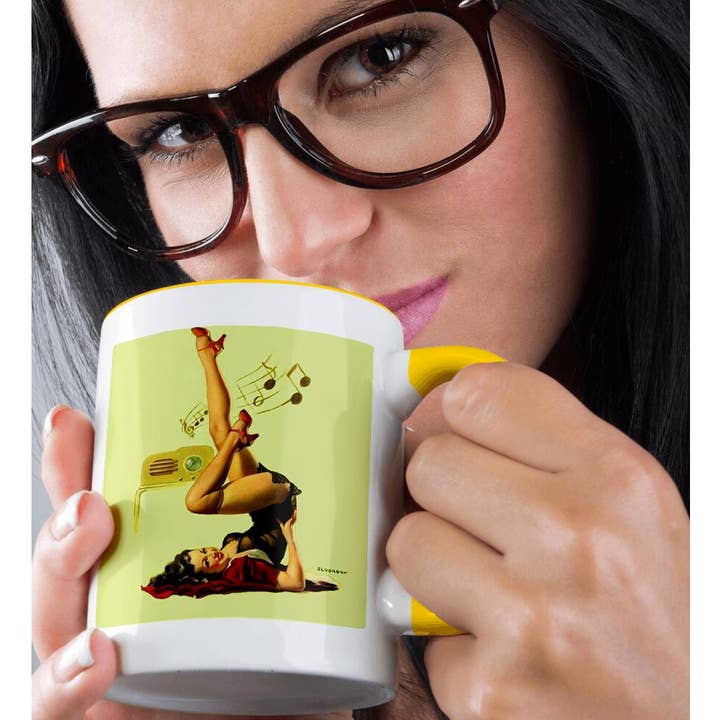 3dRose - Wholesale Coffee Mug - 3dRose, Print of Elvgren Pinup Loving That Music With Old Radio, Mug1
