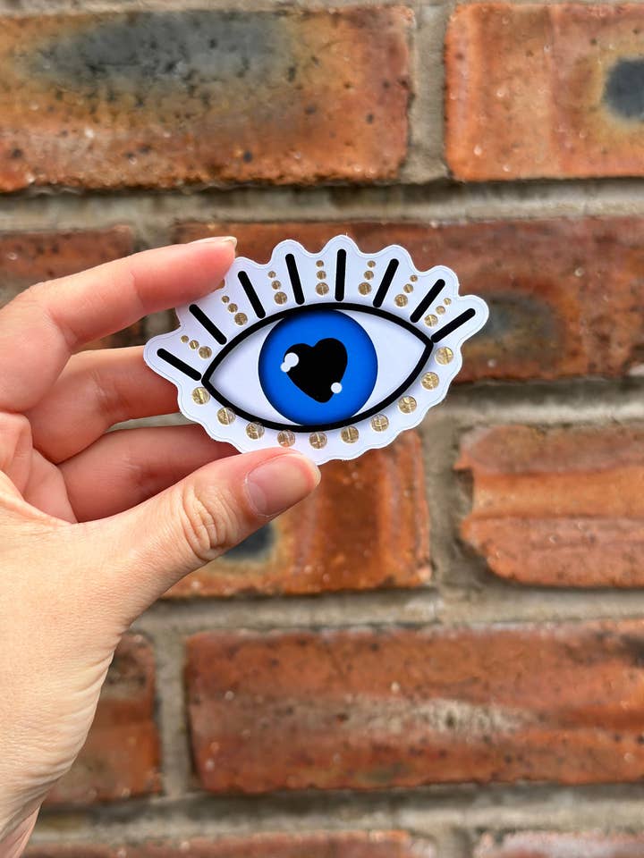 Gold detailed Evil Eye Sticker for wholesale by CatNarts