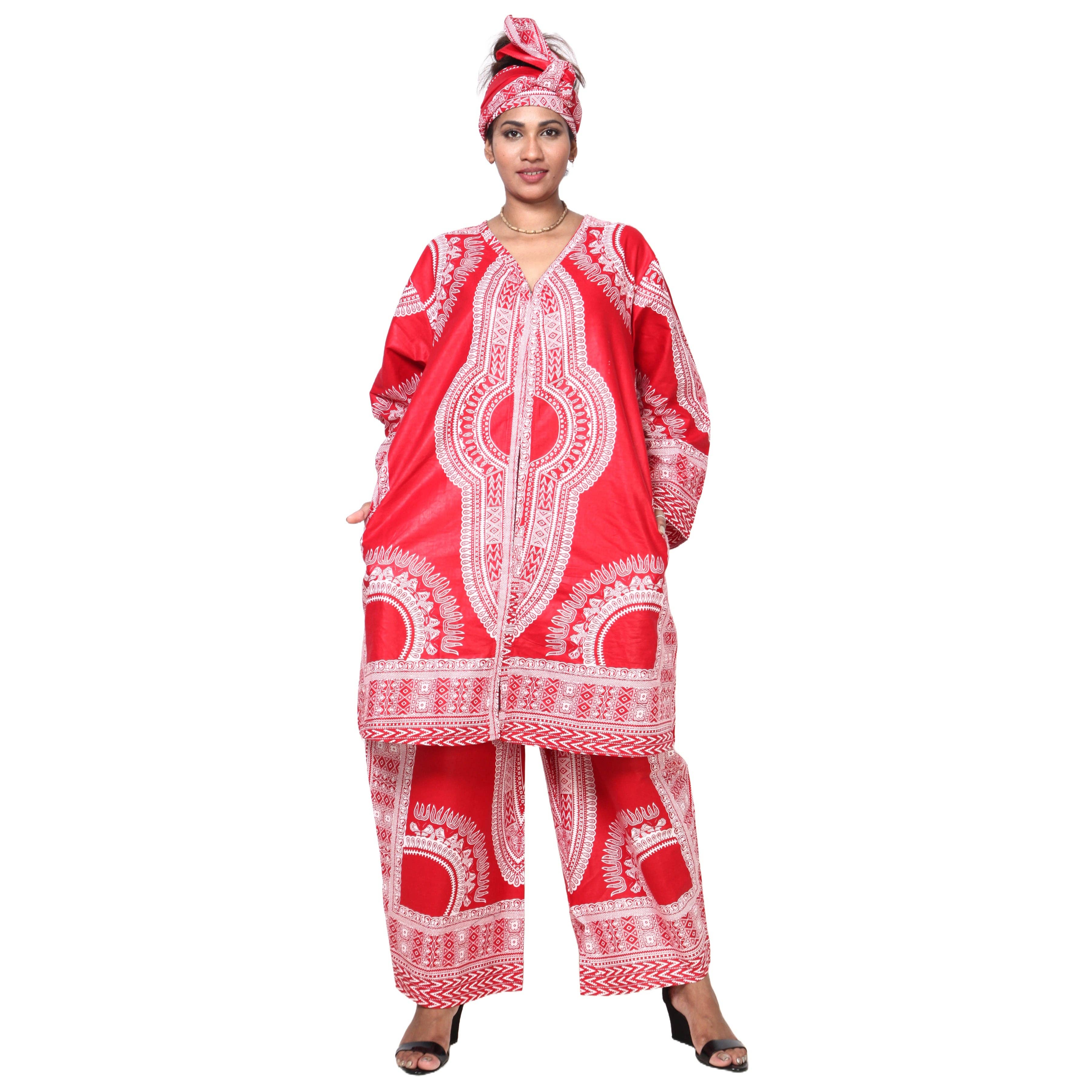 African Stars - Wholesale Top & Pant Set (NOT Loungewear) - Women's - Women's Dashiki Tunic Top and Matching Pants Set -- FI-404918