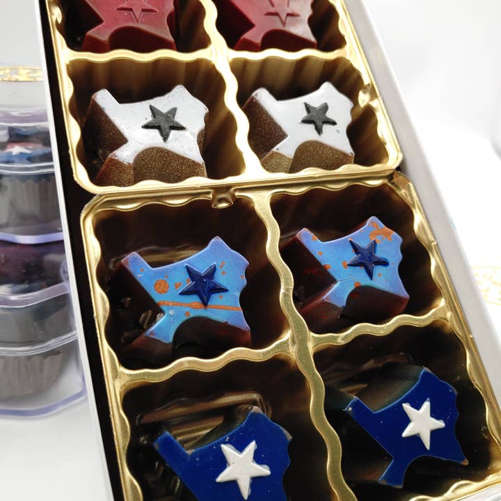 Chocolate Hangover - Wholesale Chocolate Box - Red, White & Blue Texas-shaped Truffles