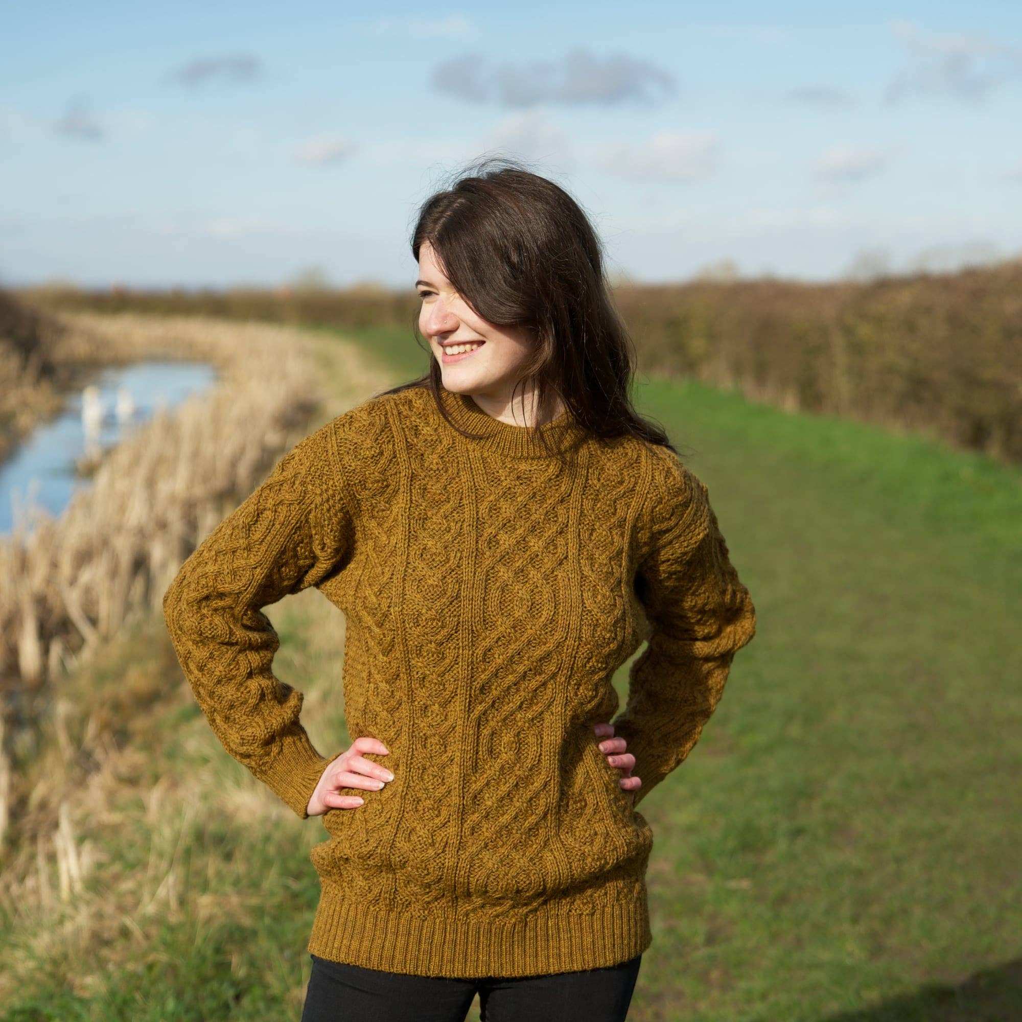 Mars Knitwear - Wholesale Pullover-trui - Uniseks - Britse wollen Aran kabeltrui - Harvest3