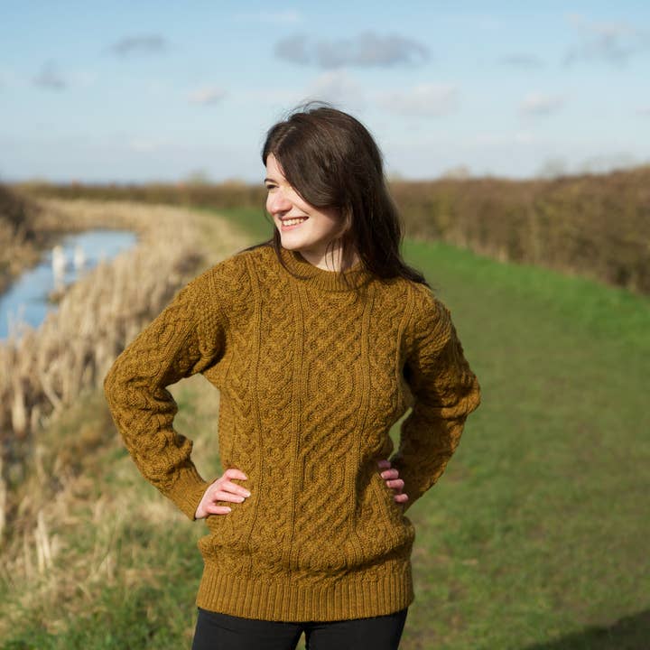 Mars Knitwear - Wholesale Pullover-trui - Uniseks - Britse wollen Aran kabeltrui - Harvest3