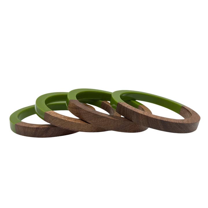 Treasure Jewelry – wholesale Bangle bracelet – Wooden Lucite Bangle Sets - Vibrant Resin and Wooden Bangles