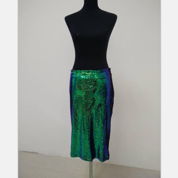 Green Sequin Half Length Skirt ZZKF114 for wholesale on Faire2