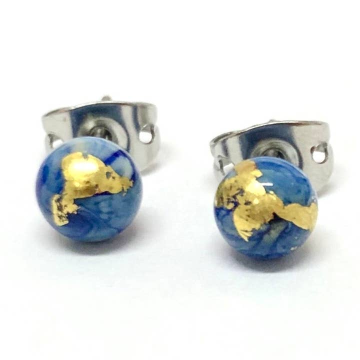 Delft Mini Marmor Studs, Glas och Guld för wholesale av Helen Chalmers