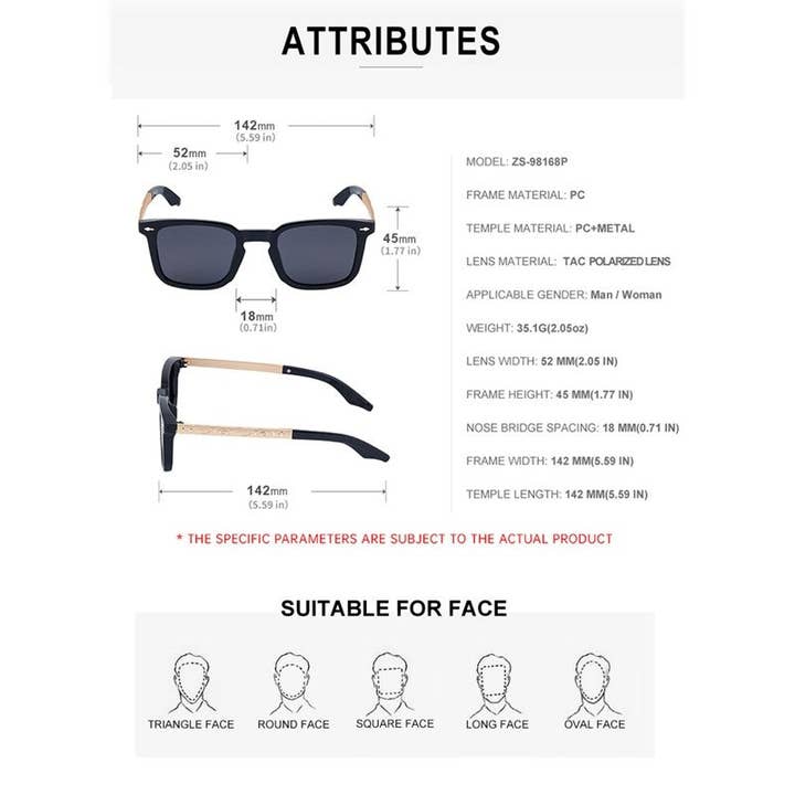 UZ Wholesale Store - Wholesale Sunglasses - Unisex - UV400 Unisex Full Square Frame Polarized Outdoor UV Protection Sunglasses11