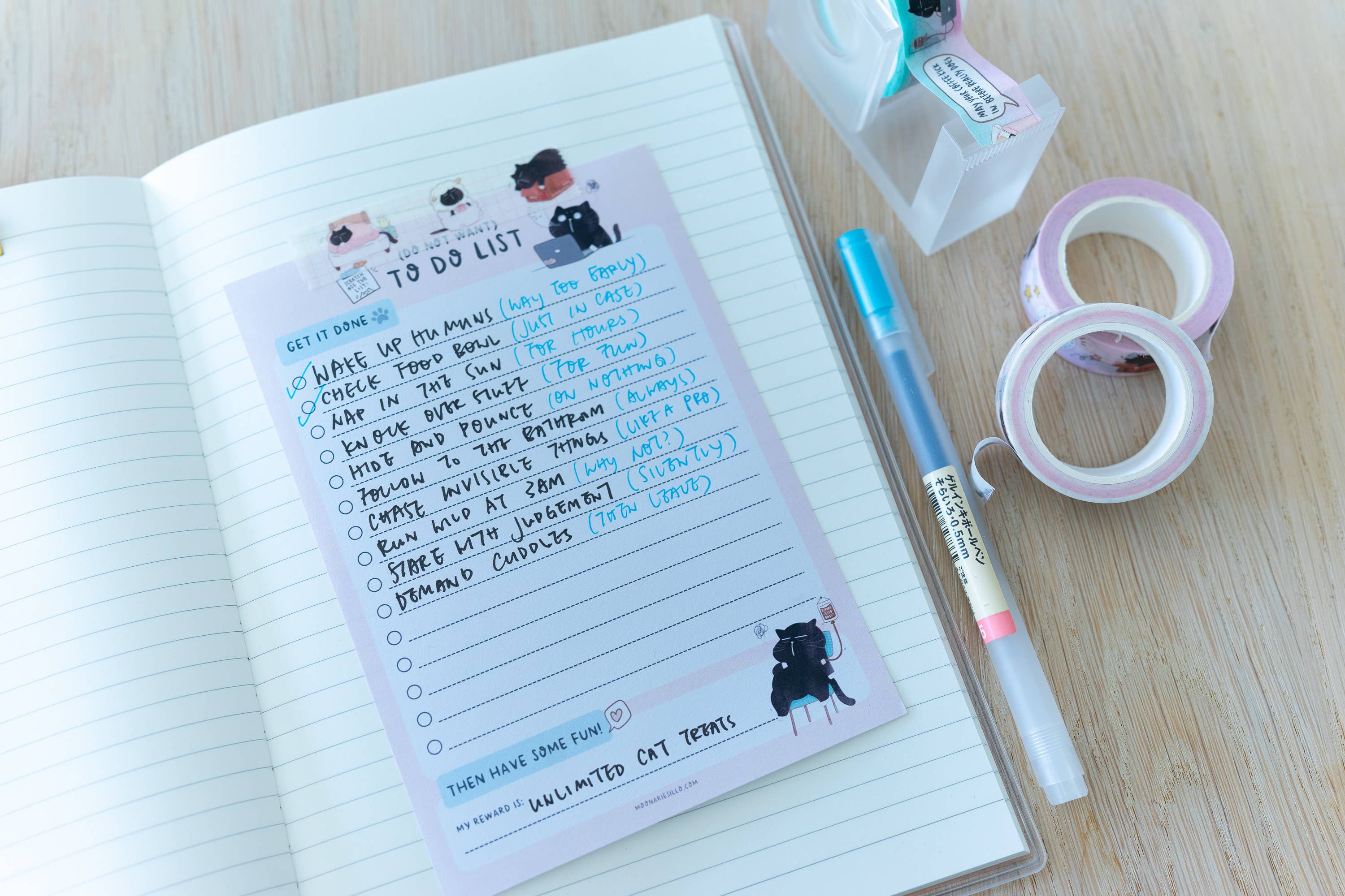 Moonaries illo - Wholesale Notepad - (Do not want) to do list- funny black cat to do list9