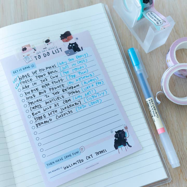 Moonaries illo - Wholesale Notepad - (Do not want) to do list- funny black cat to do list9