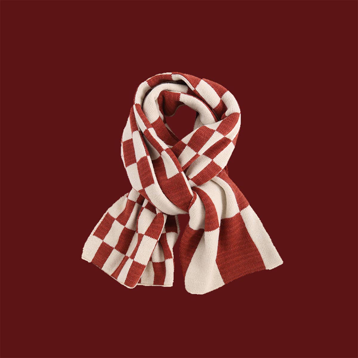 ACCITY - Wholesale Scarf - Women's - Red Knit Scarf - Cozy Winter Christmas Gift_CWASC15002