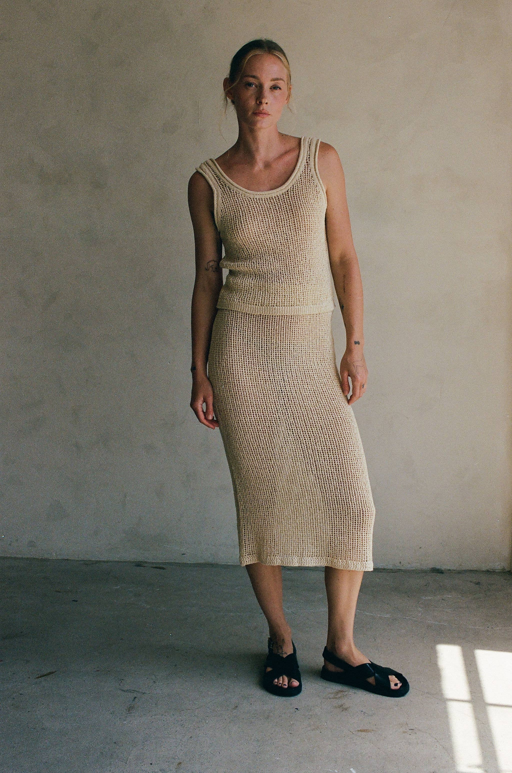 Natural AW1032 | Knit Polyester Cotton Sweater Ribbed Tank for wholesale on Faire3