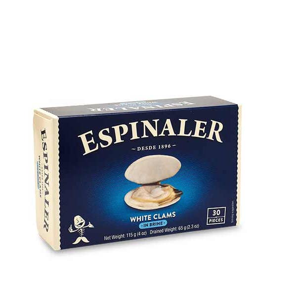 Espinaler White Clams 25/30 Pieces Classic Line, 120g for wholesale by Espinaler by A Priori Specialty Foods