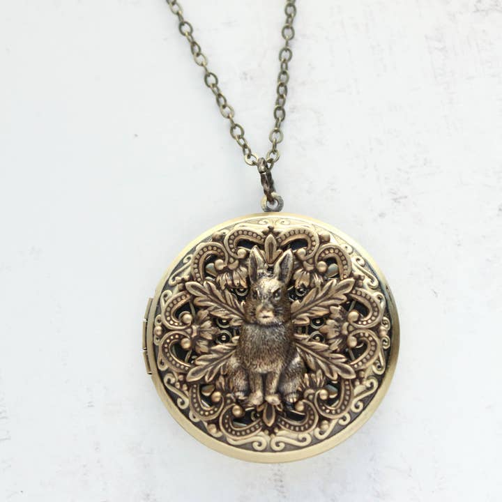 A Pocket of Posies - Wholesale Locket Necklace - Rabbit Locket Necklace