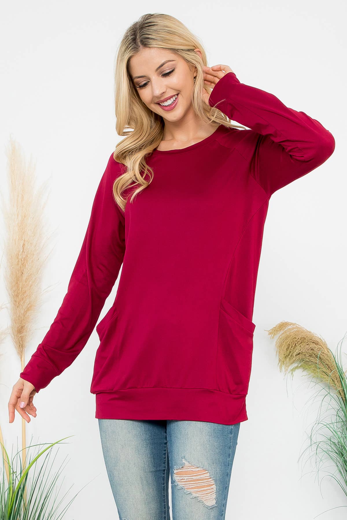 You & Me – Túnica - Mulher por atacado – YMT20003XV-PLUS TAMANHO MACIÇO BOLSO FRONTAL DE MANGA COMPRIDA53