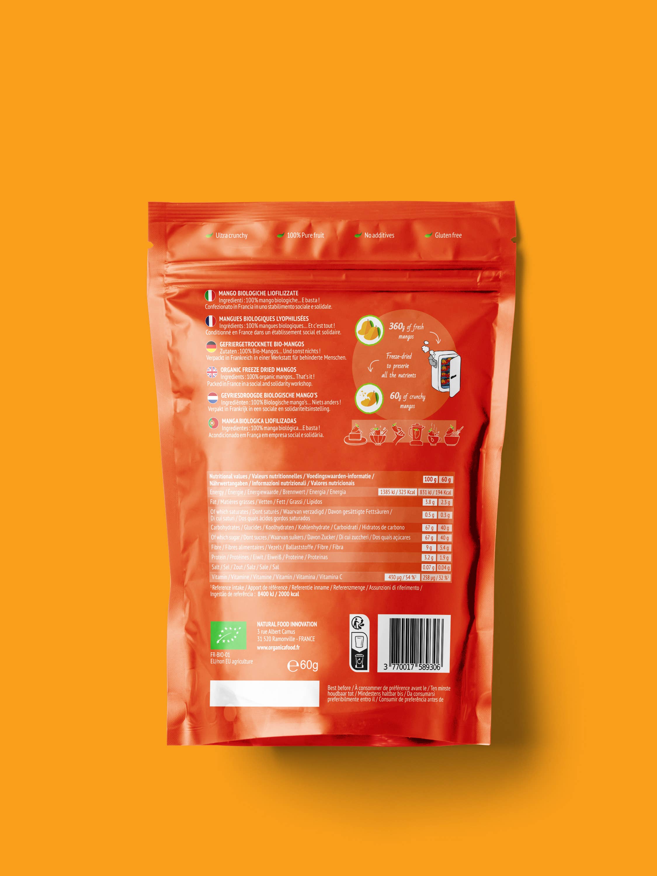 Organica – Großhandel Getrocknete/dehydrierte Früchte – Bio gefriergetrocknete Mangos Familie | Organica Food2