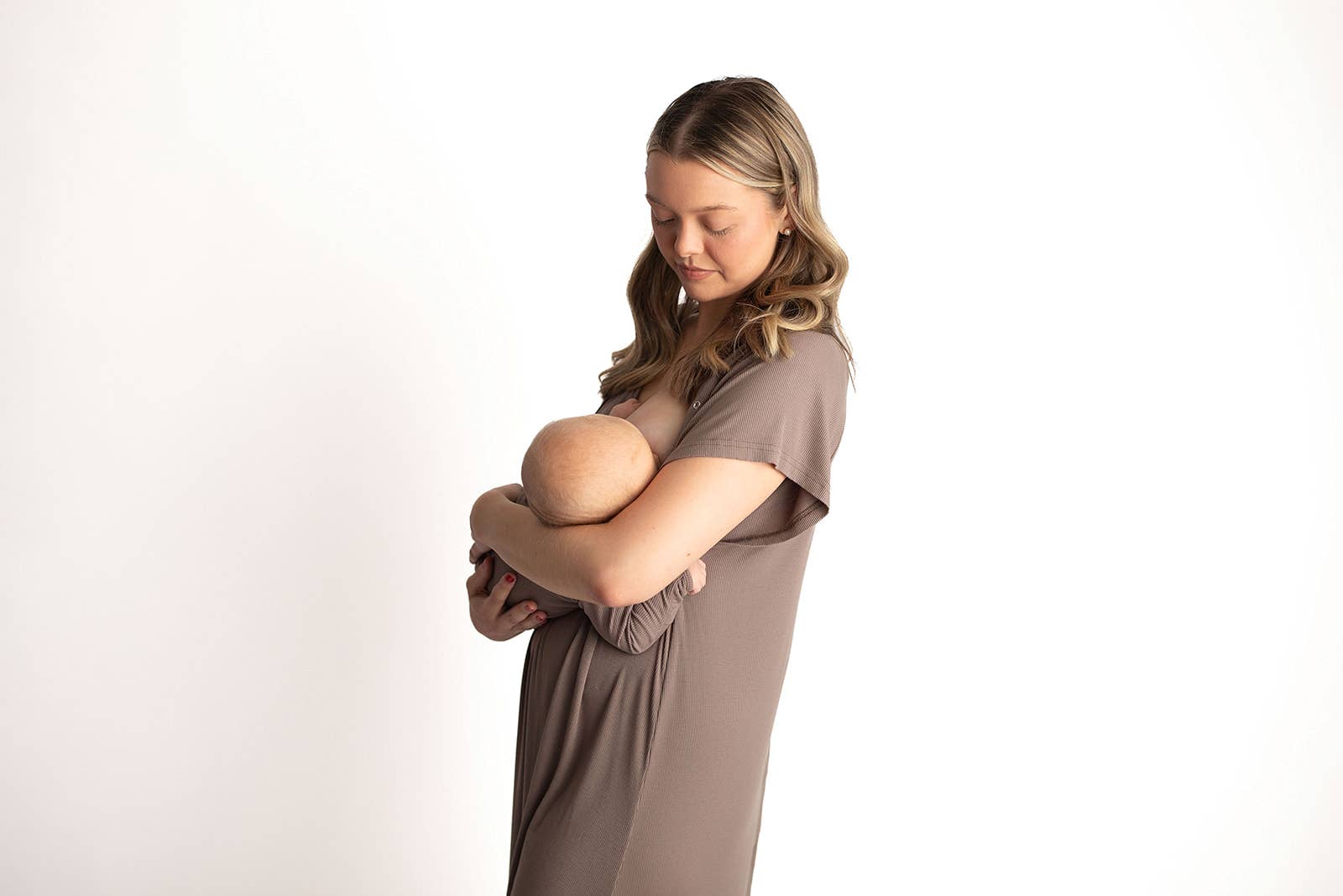 Three Little Tots - Wholesale Dress - Maternity - Cocoa Brown Maternity Mommy Labor & Delivery/ Nursing Gown 10