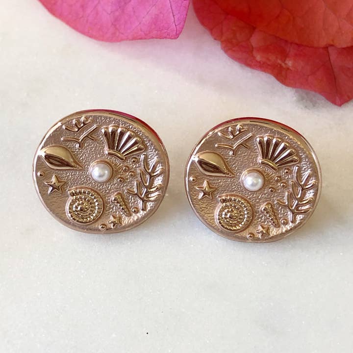 Rose Gold Sea Life Earrings for wholesale by Love Bird Fashion Accessories