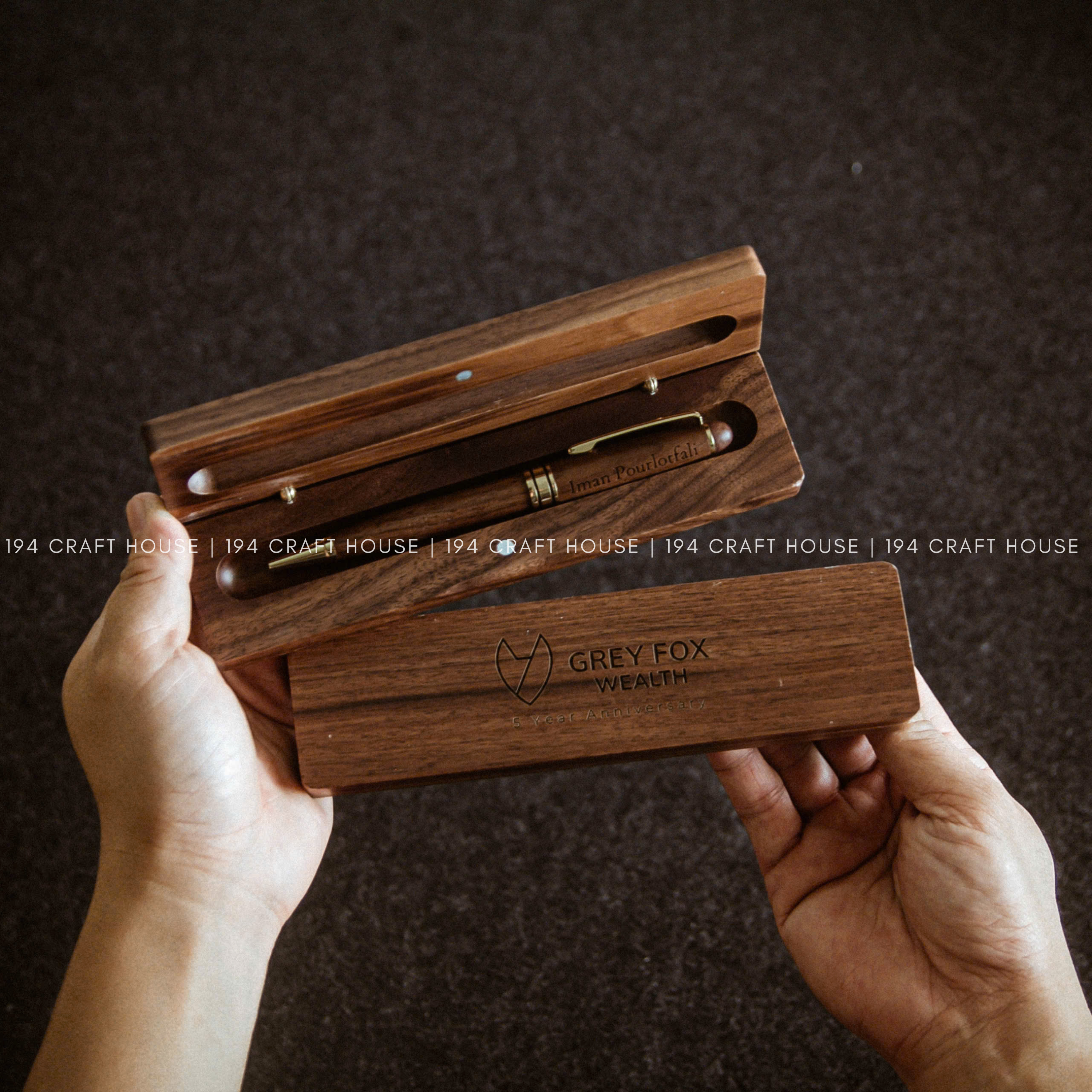 194 Craft House - Wholesale Pen - Walnut Wooden Ballpoint Pens & Case Set - Office Gifts1