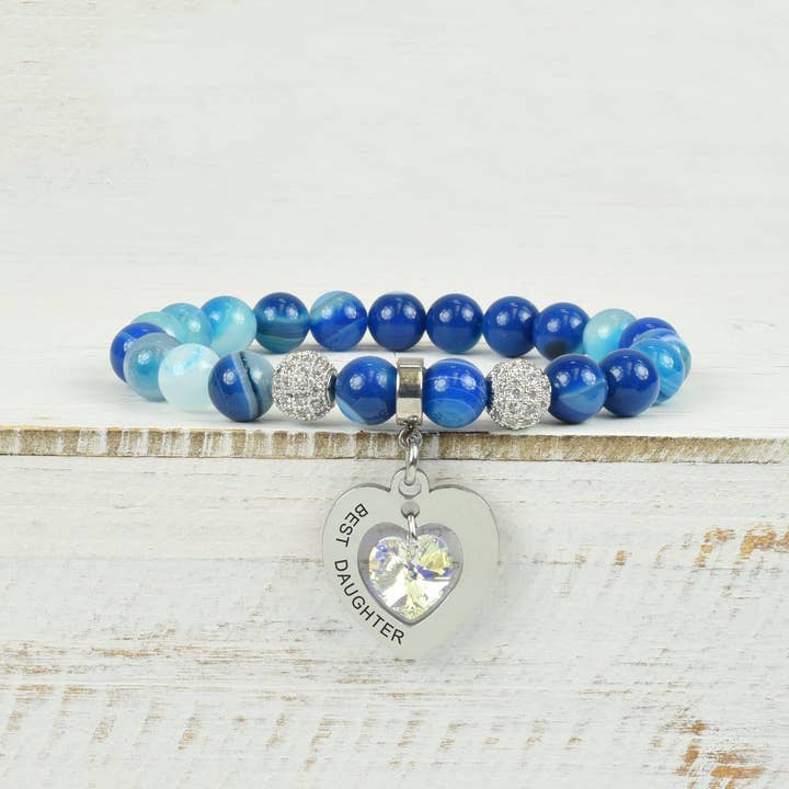 Natural Agate Stretch Bracelet Made With Precision Cut Cryst for wholesale by Pink Box