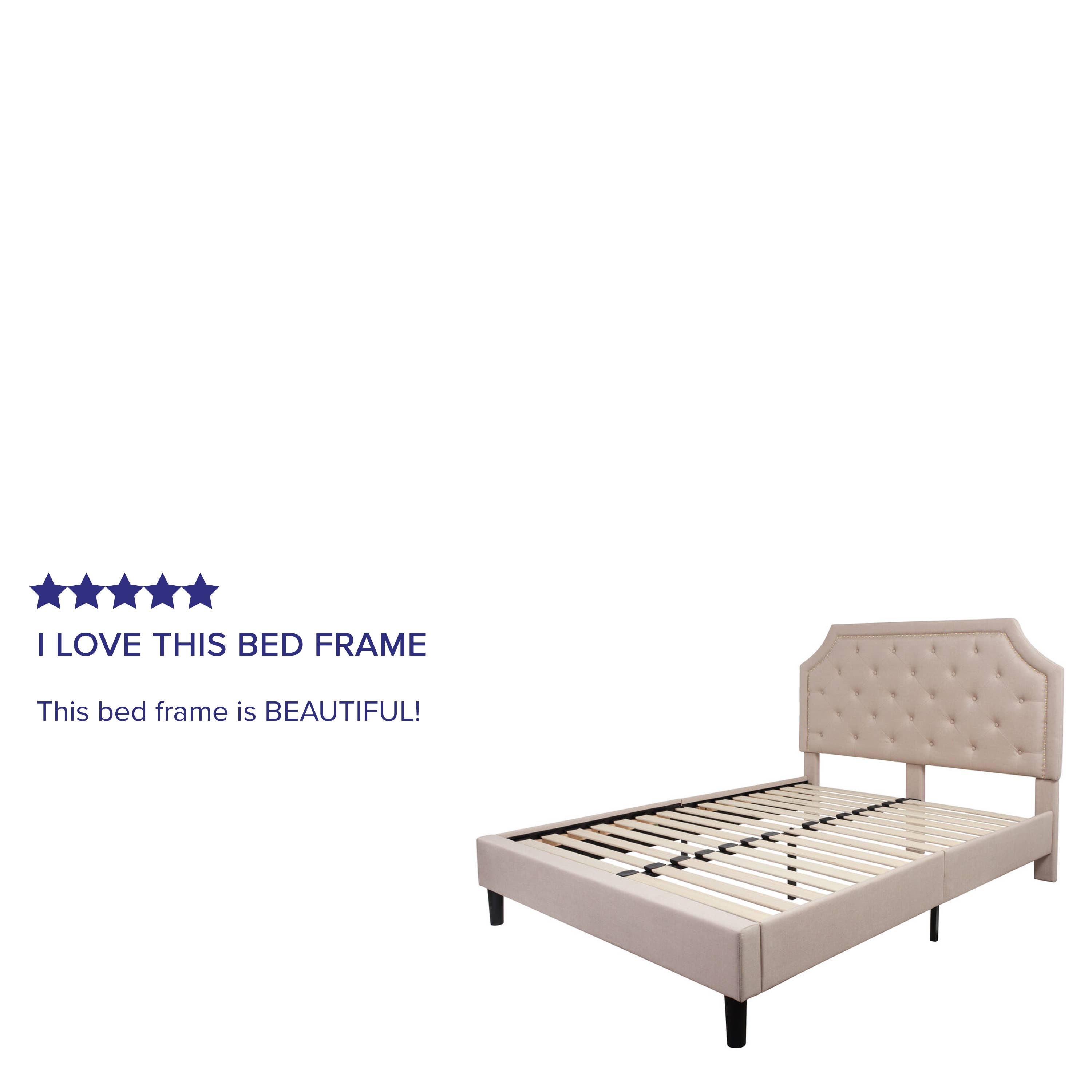 Queen Size Arched Tufted Beige Fabric Platform Bed for wholesale on Faire3