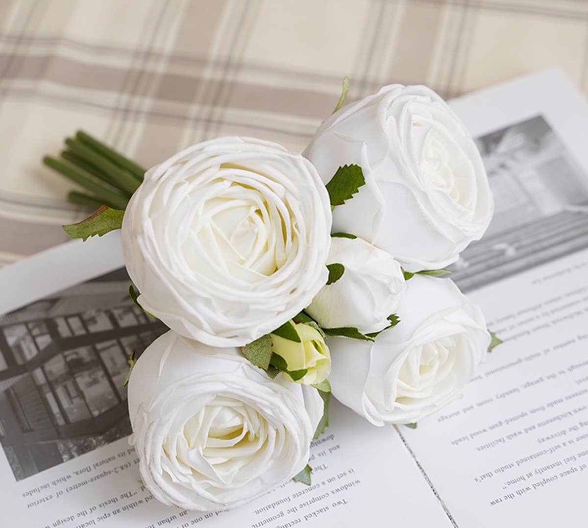 Angel Isabella - Wholesale Artificial Flowers - 6-stem bundle-Real Touch rose bouquet2