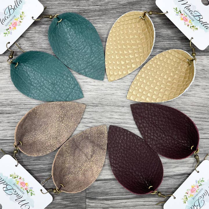 Leather Earrings 2.5" Petal Fall Shimmer for wholesale by Hazel Hill ~MaeBella~